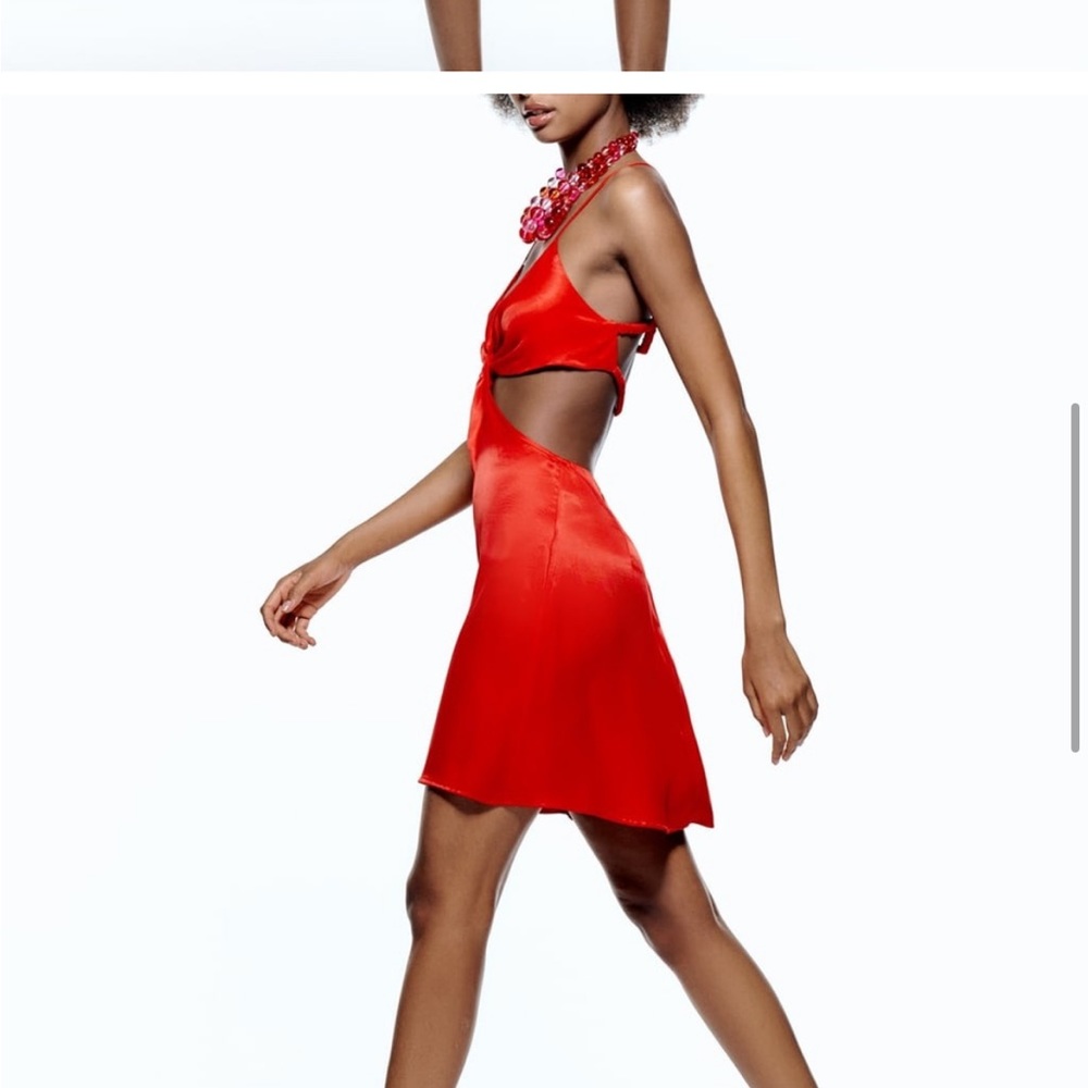 Zara knotted satin effect dress - Picture 3 of 10